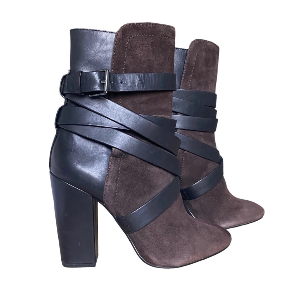 Pour La Victoire Bionda Ebony Brown Kid Suede Leather Boots- size 7-1/2
